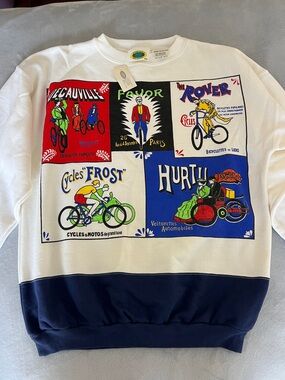 NEW vintage retro cyclist biker race French artist 20th century sweatshirt